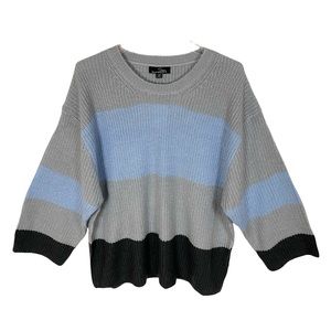 Suzanne Betro Oversized Color Block/Chunky Wide Stripe Lightweight Knit Sweater
